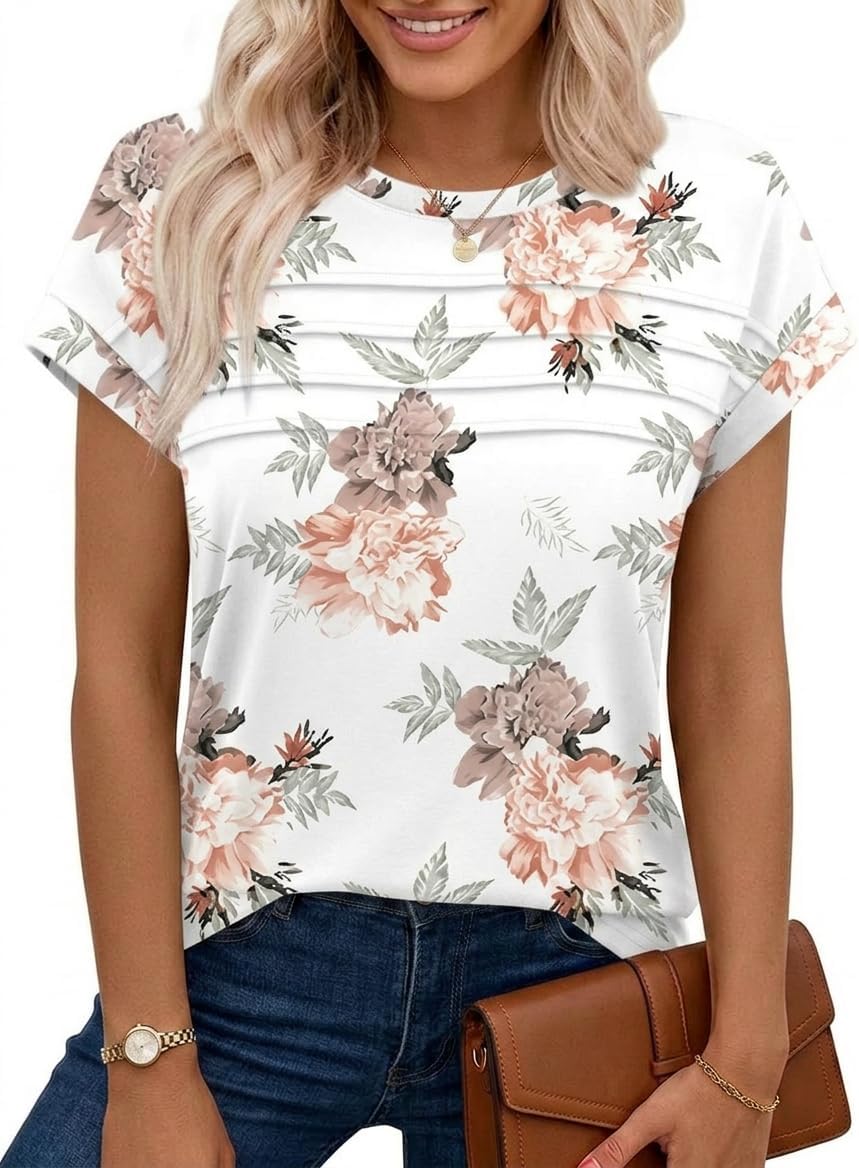 Thumbnail 5 de Chicrise Damen Sommer T-Shirt: Flügelärmel, Falten-Top, Rundhals – Lässiges Ärmelloses Oberteil