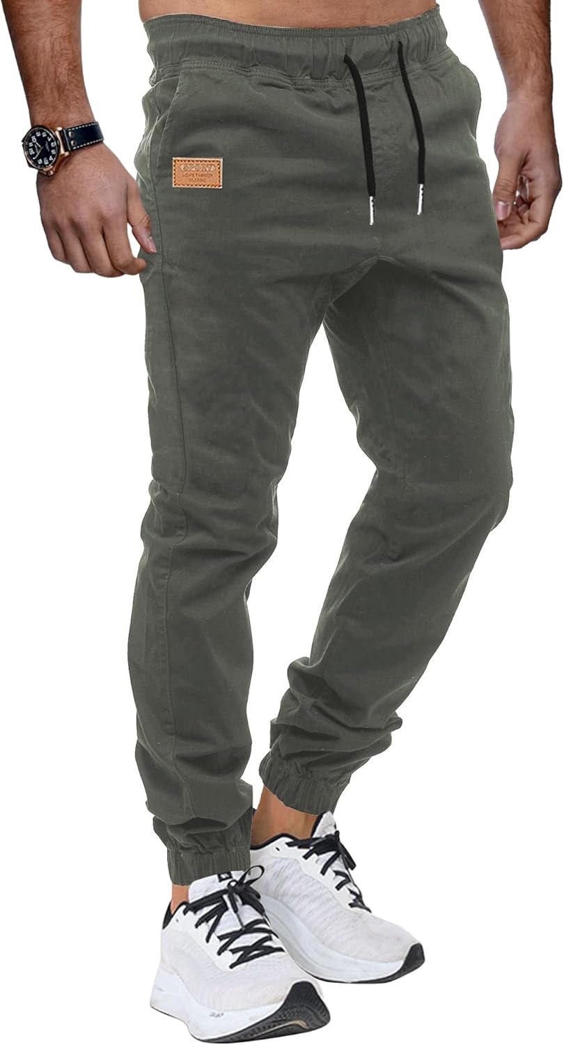 Thumbnail 1 de VMSUCIJ Herren Chino Cargo Hose aus Baumwolle – Jogginghose mit elastischem Bund, Kordelzug und Taschen