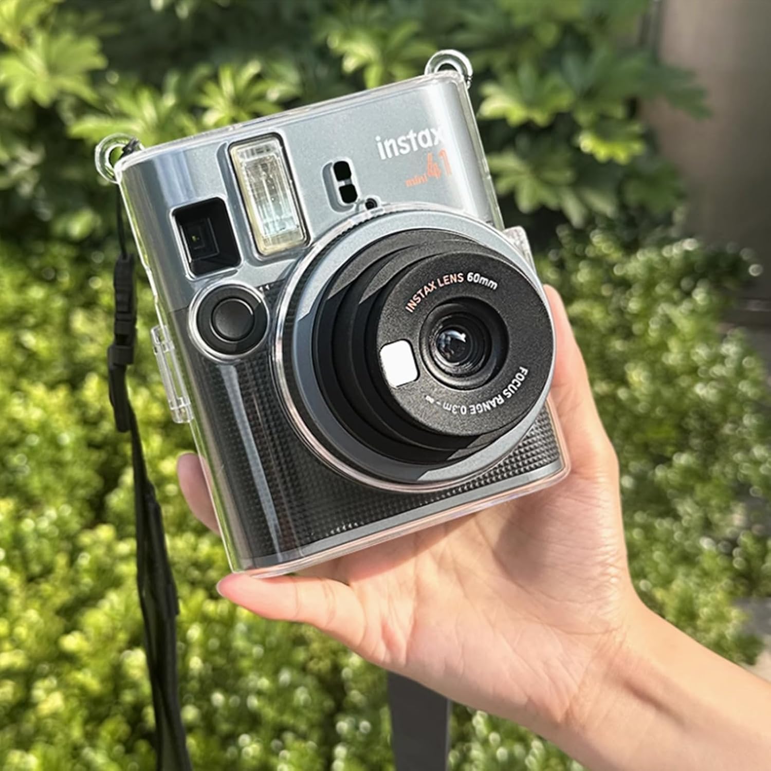 Detalle 2 de Instant Mini 41 Case for Fuji Instax Mini 41 Camera – Clear Protective Cover with Shoulder Strap