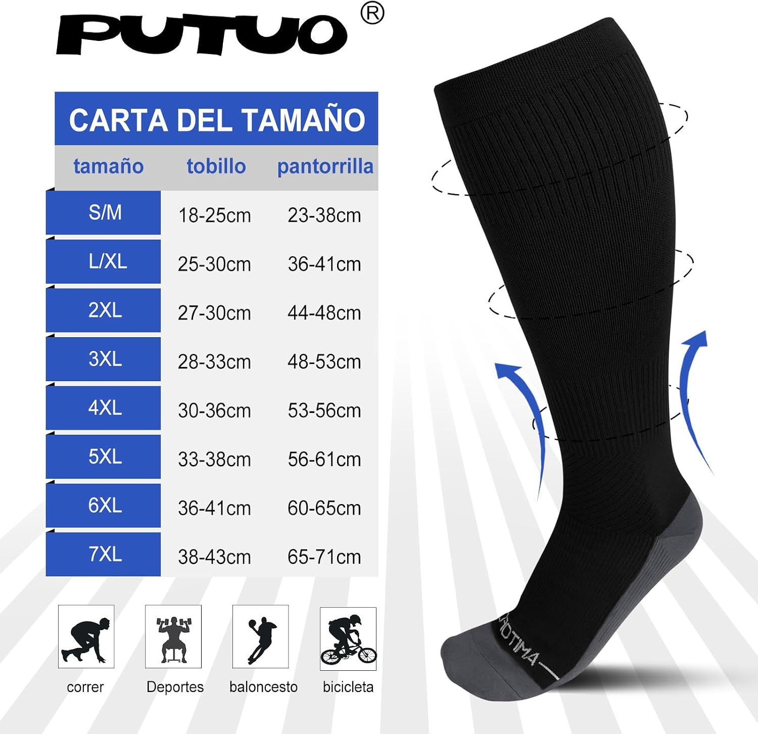 Thumbnail 1 de PUTUO Medias de Compresión 2XL–7XL
