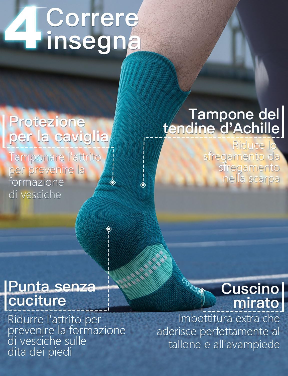 Thumbnail 3 de Juclise Bambù Coolmax Compressione Sportivi Calzini Uomo: antivesciche per allenamento e trekking