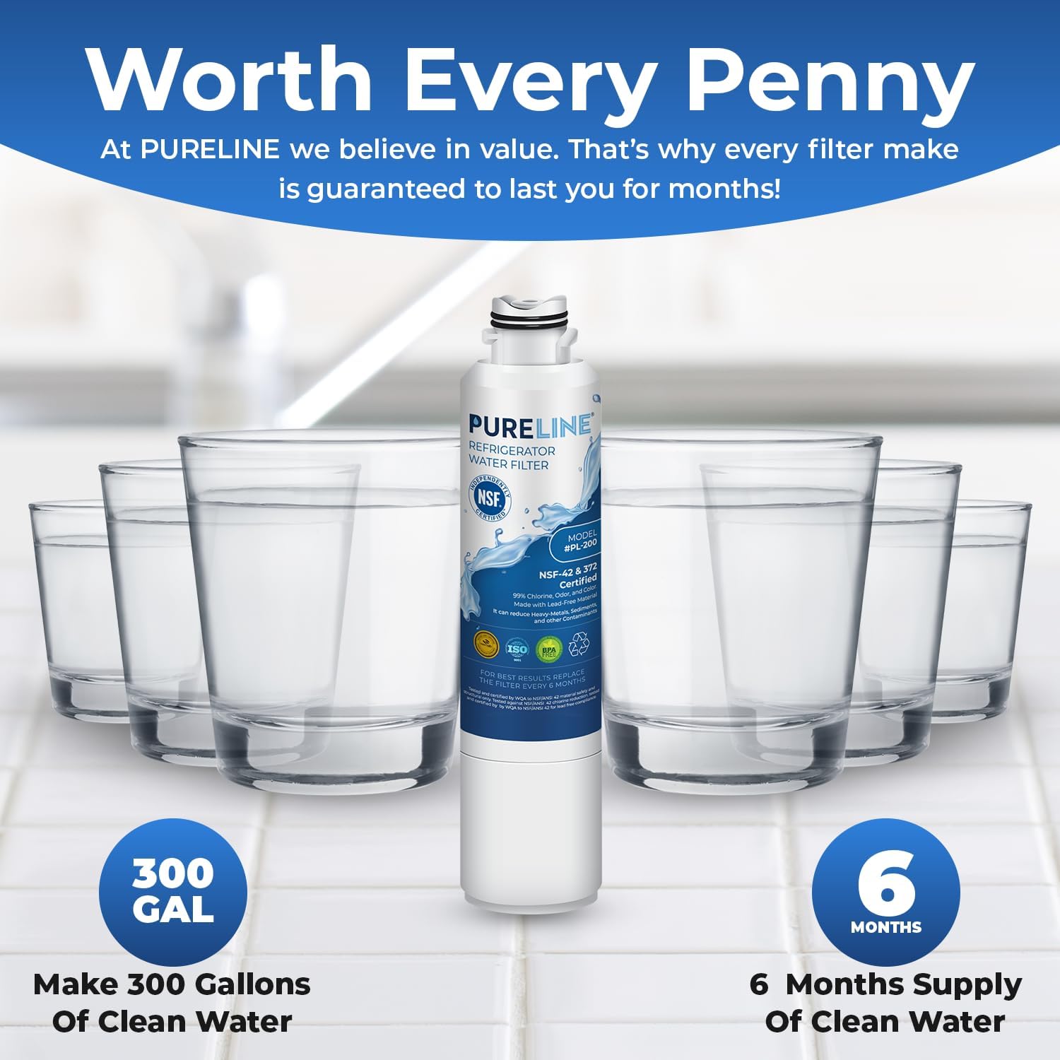 Detalle 1 de PURELINE Refrigerator Water Filter 3-Pack for Samsung DA29-00020B