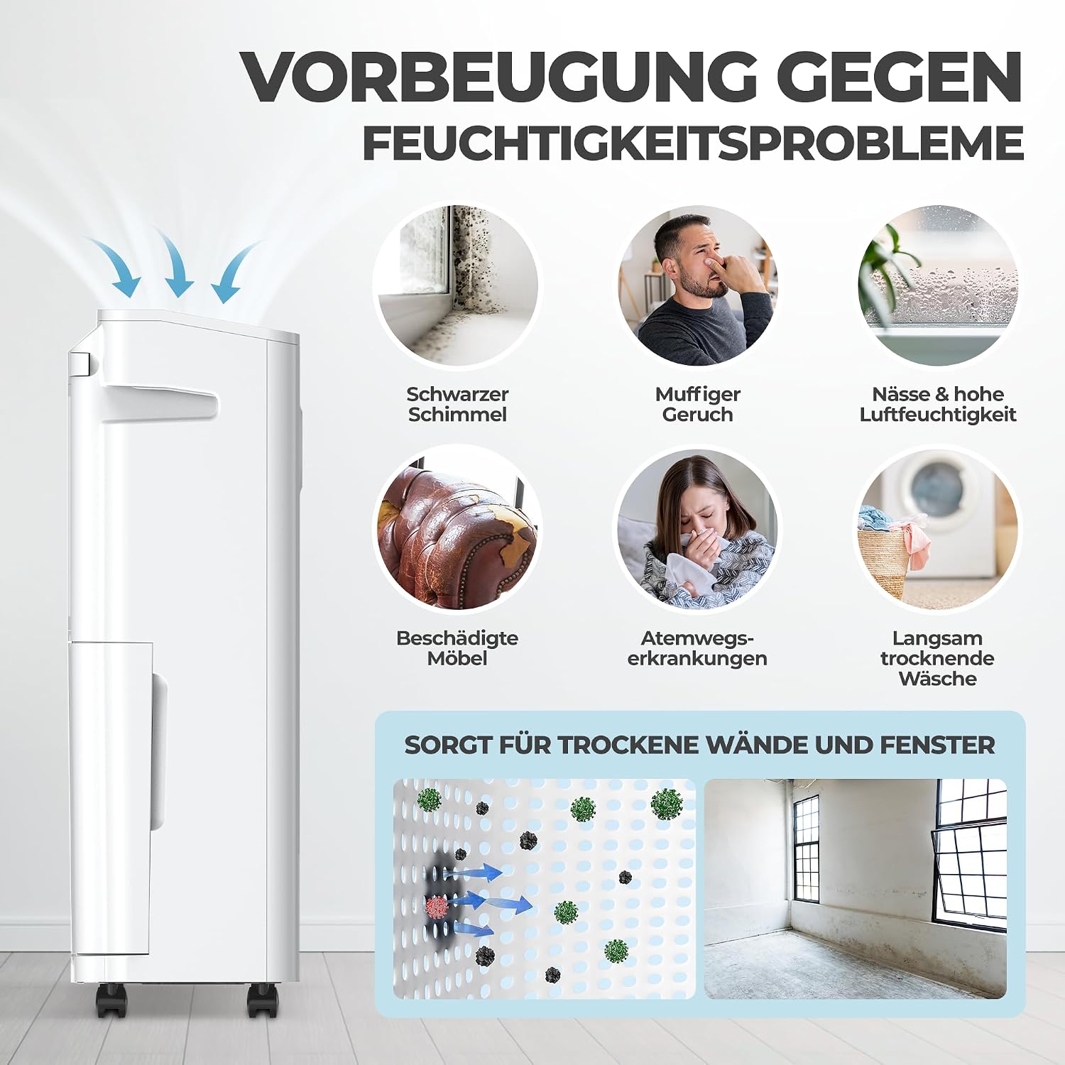 Detalle de KLAMER Luftentfeuchter 25L 5,5L Tank