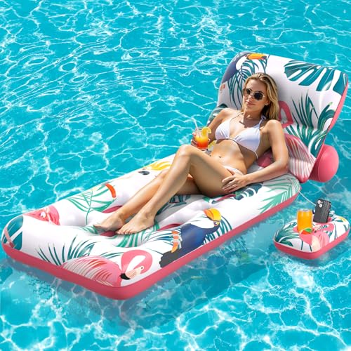 LUVTOY Colchoneta Piscina con Respaldo Ajustable: descanso, refresco y diversión para adultos