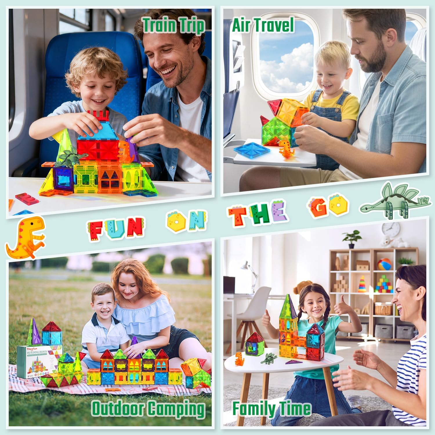 Thumbnail 6 de Theefun 52-teilige magnetische Bausteine (Magnetspielzeug) für Kinder ab 3 Jahren – bunte Tier-Themen
