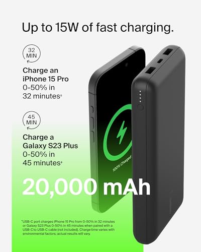 Detalle 2 de Belkin BoostCharge 20000mAh 15W Power Bank with 1 USB-C Port & 2 USB-A Ports