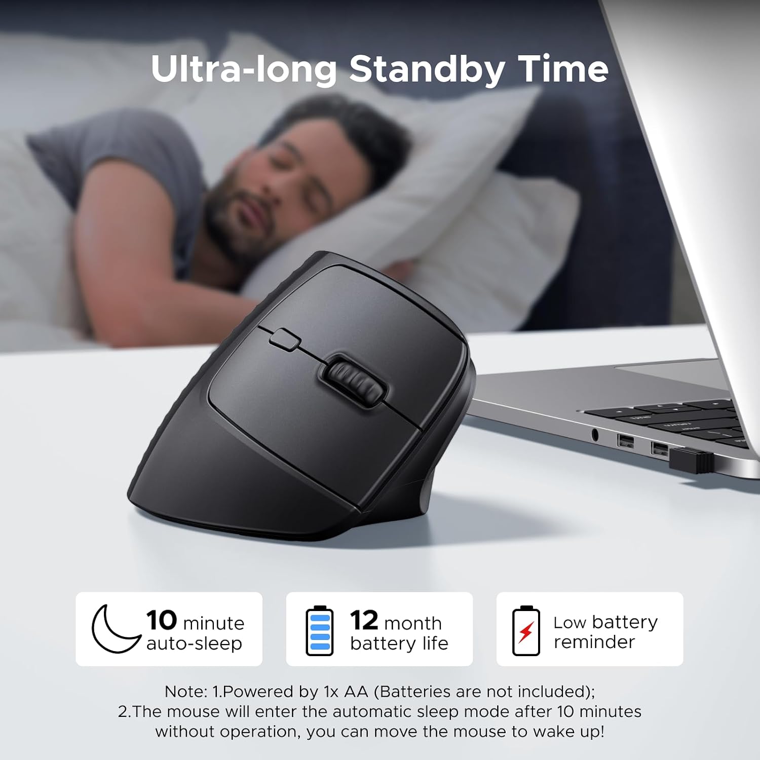Thumbnail 5 de UGREEN Ergonomic Wireless Mouse 12-Month Battery