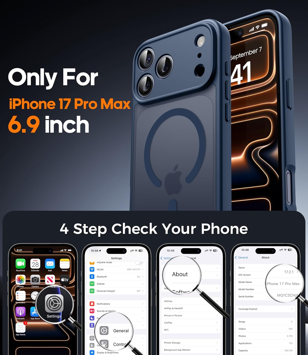 Detalle 2 de FLLAO Magnetica Cover iPhone 17 Pro Max 2 pellicole