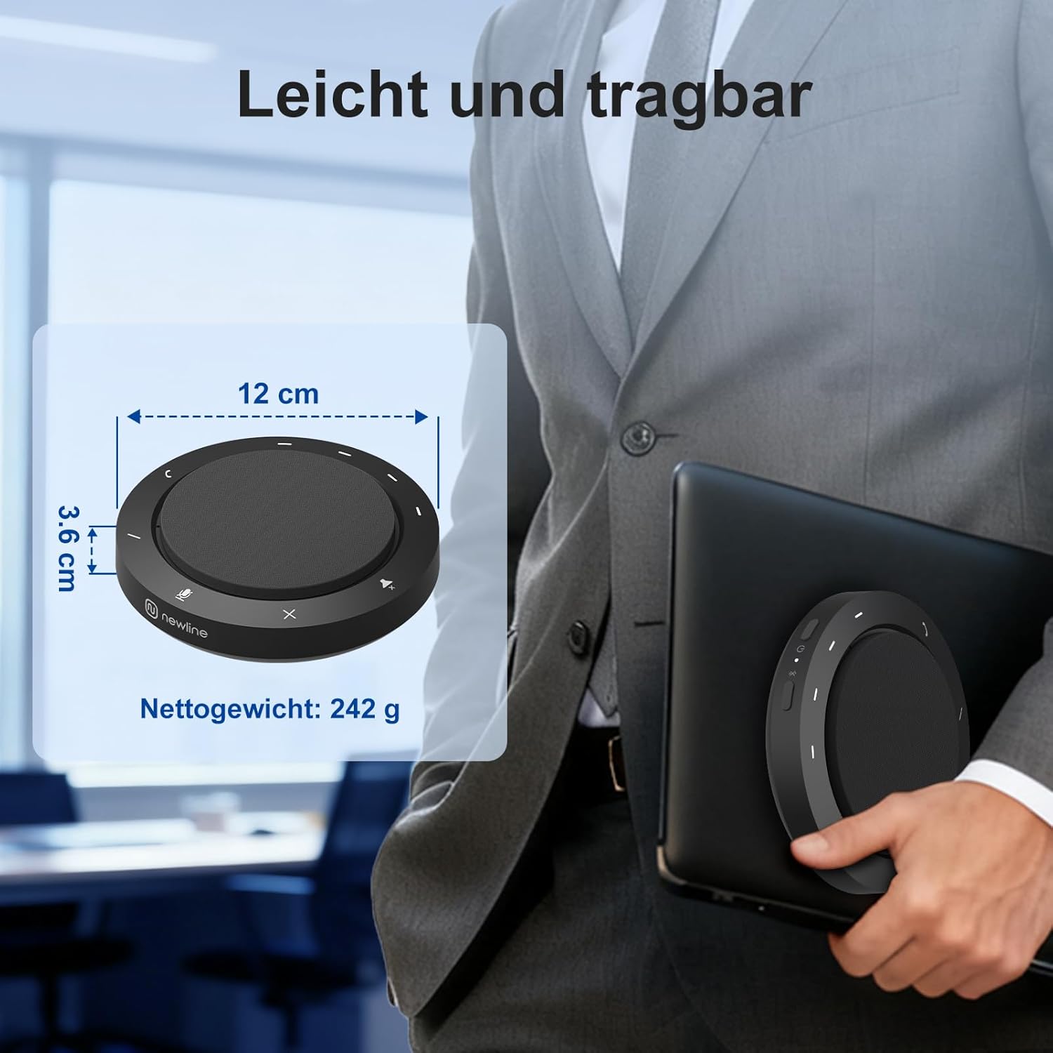 Thumbnail 5 de N newline Konferenzlautsprecher mit 2 Mikrofonen und 360°-Spracherfassung – Bluetooth & USB-C/A