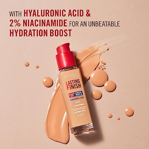 Detalle de Rimmel Lasting Finish 35Hr Foundation 200 Soft Beige — Full Coverage, Hydrating and Sun-Screened