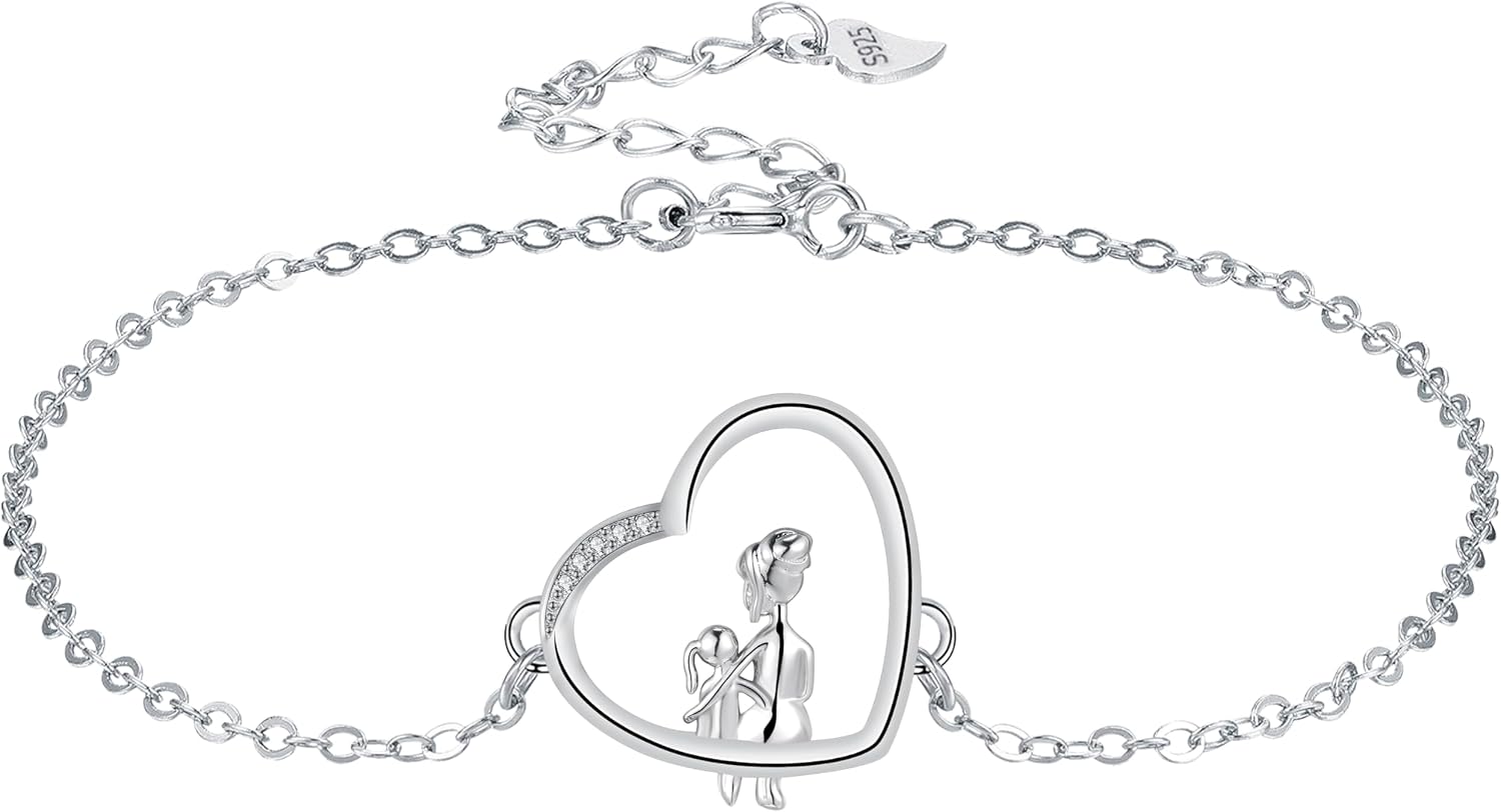 Detalle de Bracelet pendentif cœur en argent sterling 925 Yinsen, réglable (17 + 4 cm)