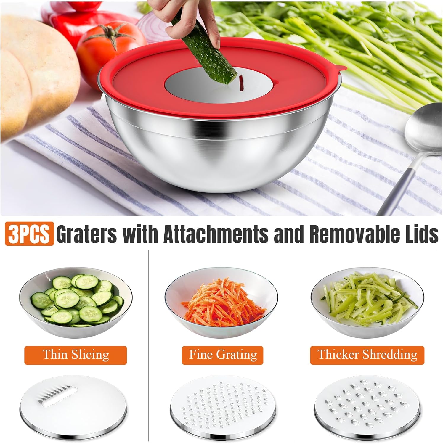 Detalle de ENVTEK Mixing Bowls 7-Piece 4.5QT 🥣