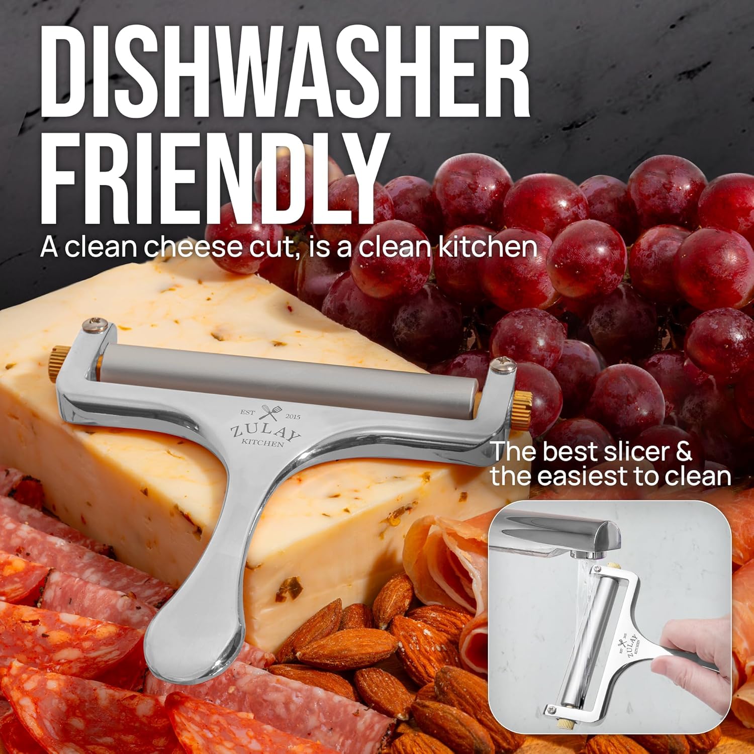 Thumbnail 3 de Zulay Kitchen Stainless Steel Wire Cheese Slicer with Adjustable Thickness and 2 Extra Wires