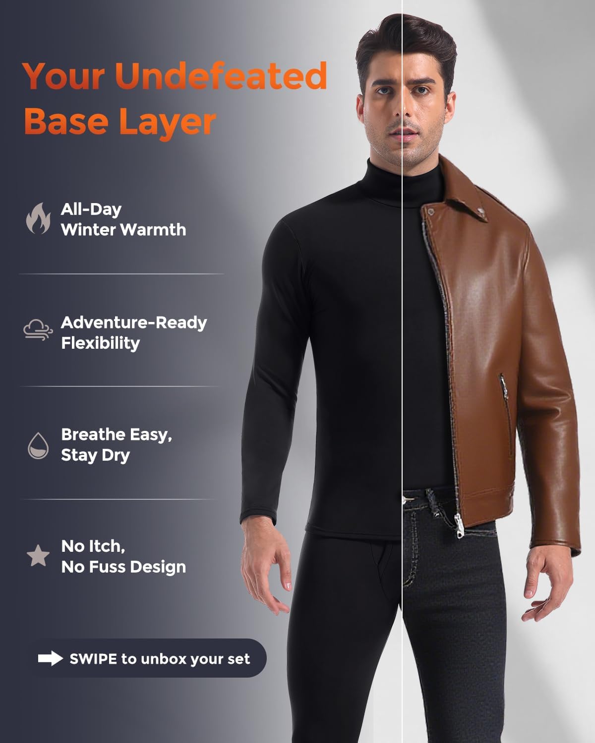 Detalle 2 de CL convallaria Long Johns Thermal Underwear Set — Base Layer for Men