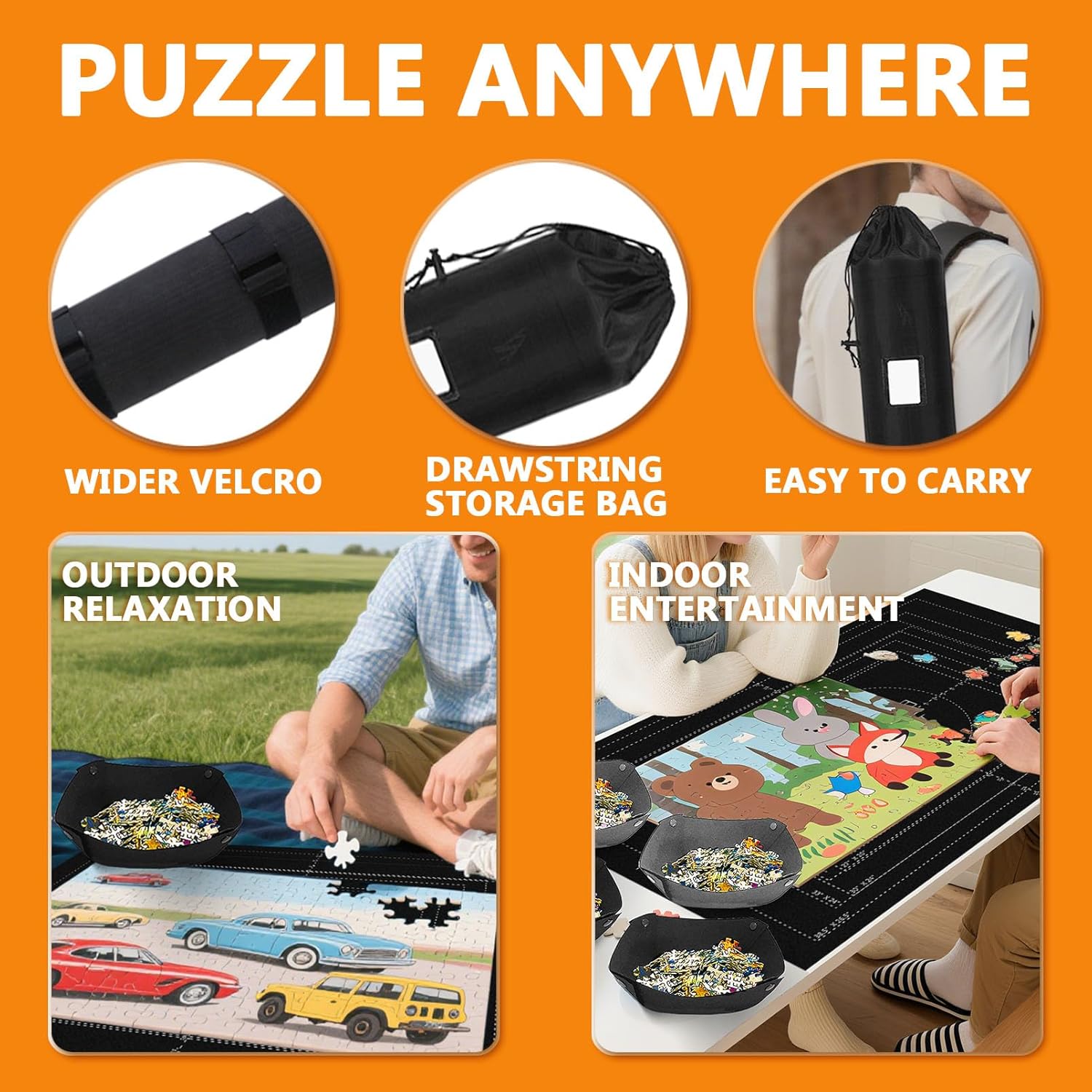 Detalle de Jigsaw Puzzle Mat Roll Up (45" x 29.5") with Storage System for Up to 2000 Pieces