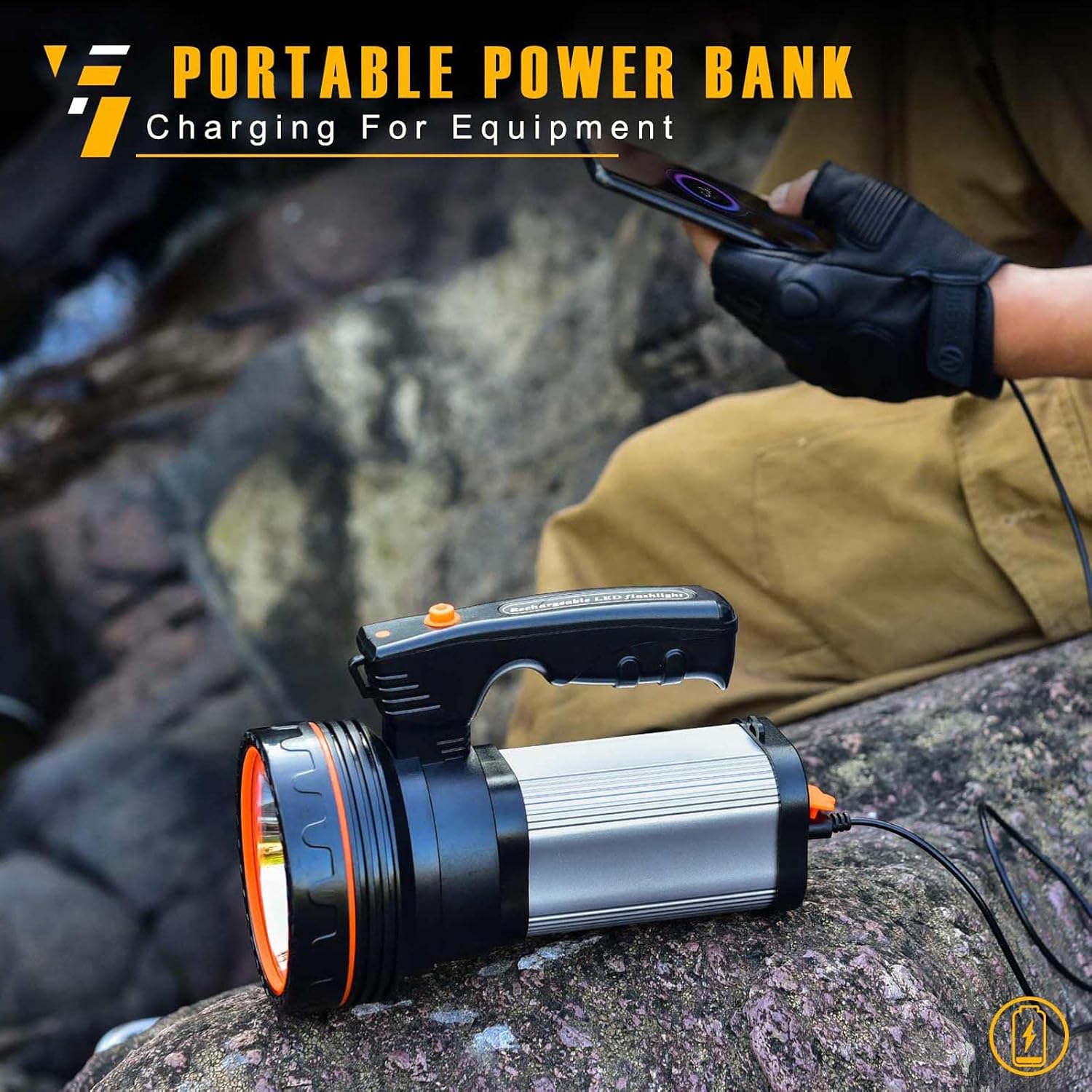 Detalle 2 de CSNDICE Torch 10000mAh rechargeable torch 🔦