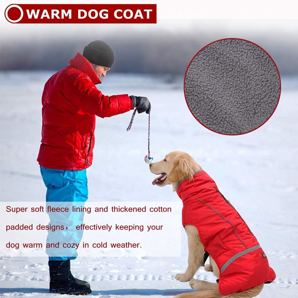 Detalle de Warm Dog Coat Reflective Winter Jacket, X-Large Fleece-Lined Vest