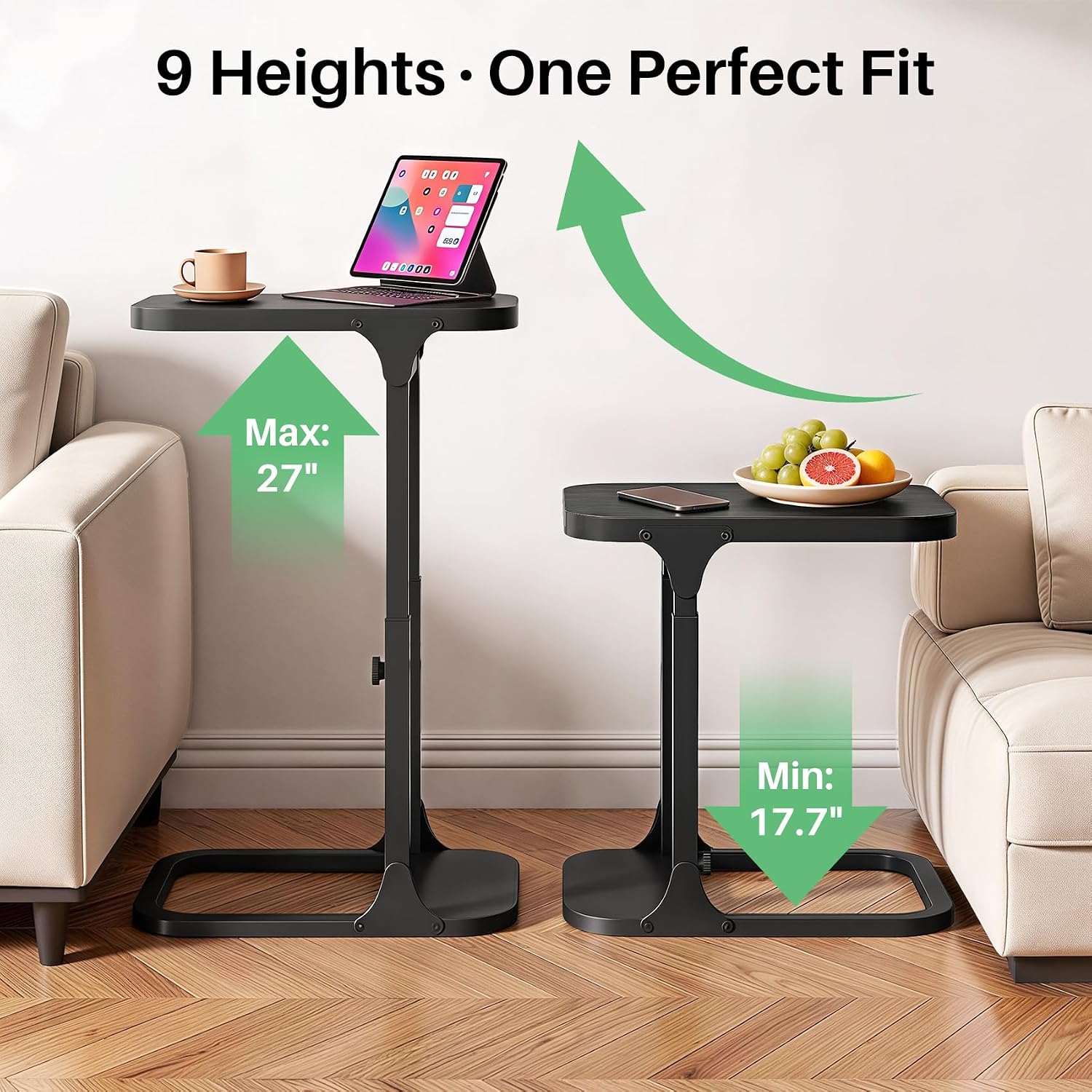 Detalle 2 de Kitstorack Height-Adjustable C-Shaped End Table