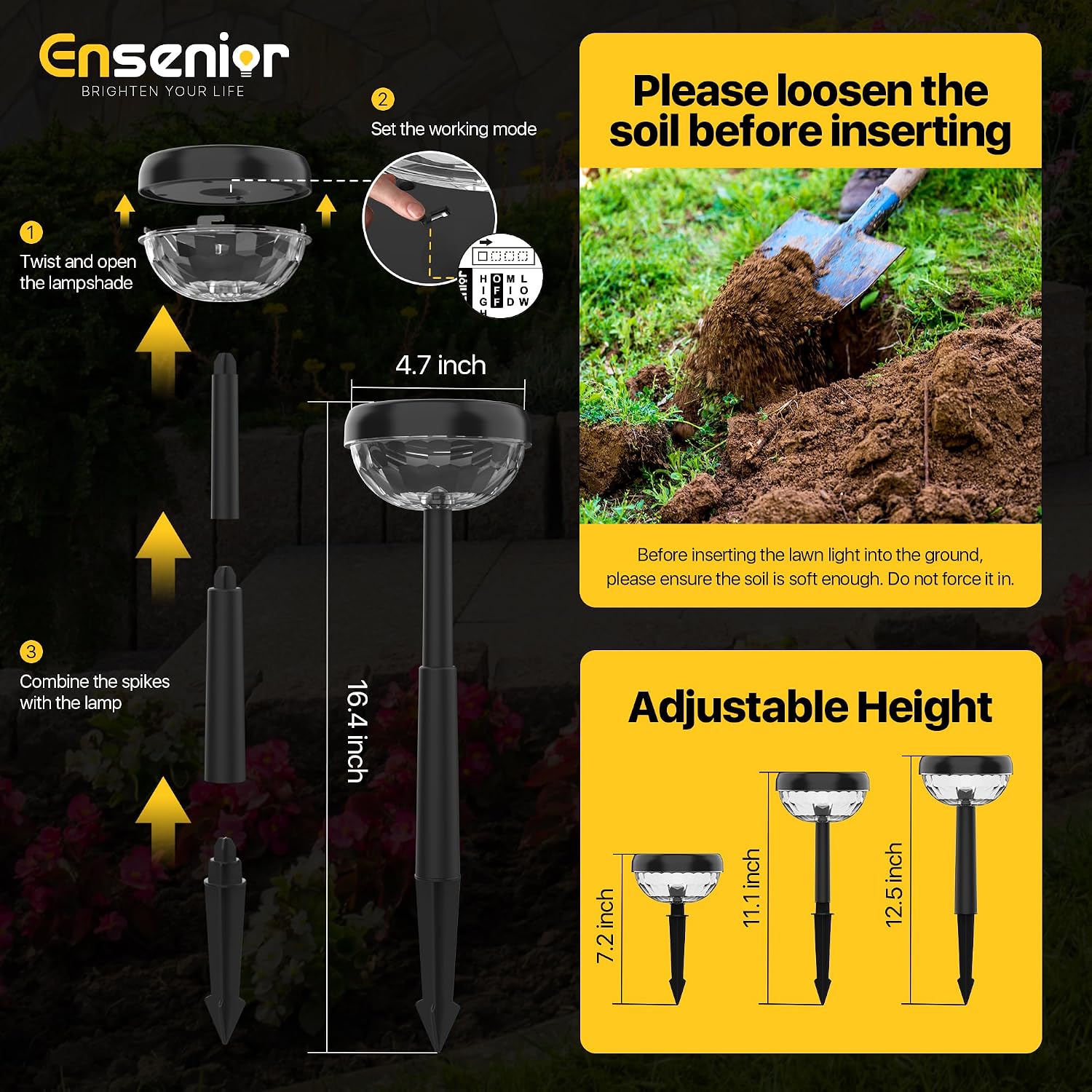 Detalle 2 de Ensenior Solar Garden Lights, 8-Pack