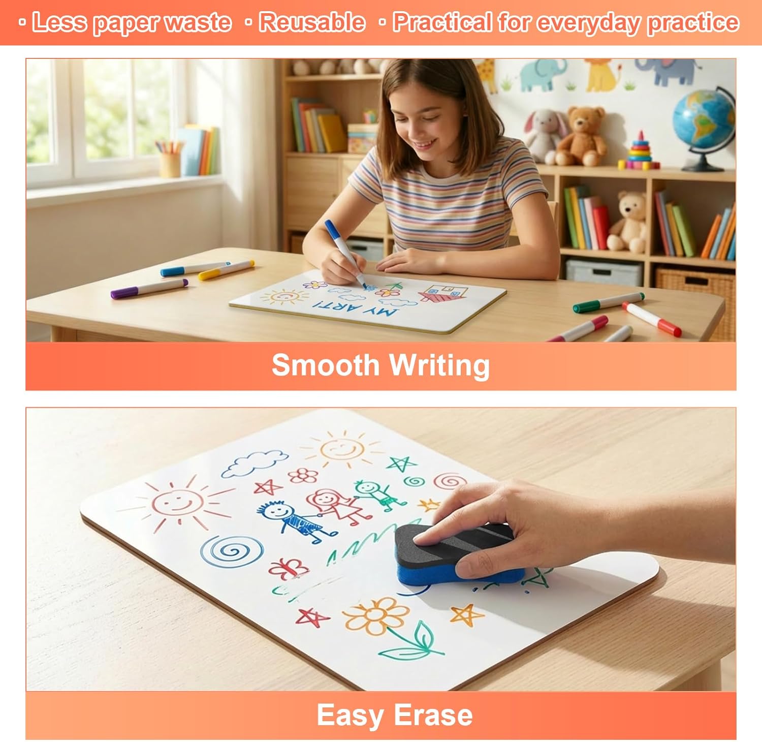 Thumbnail 3 de FOSHISY 8‑Pack Dry Erase Mini Whiteboards A4 – Double‑Sided, Portable Learning Set