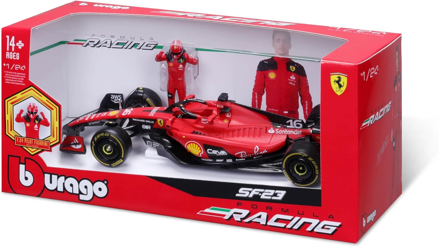Thumbnail 3 de Bburago Ferrari SF-23 Charles Leclerc 1:24 Gift Set
