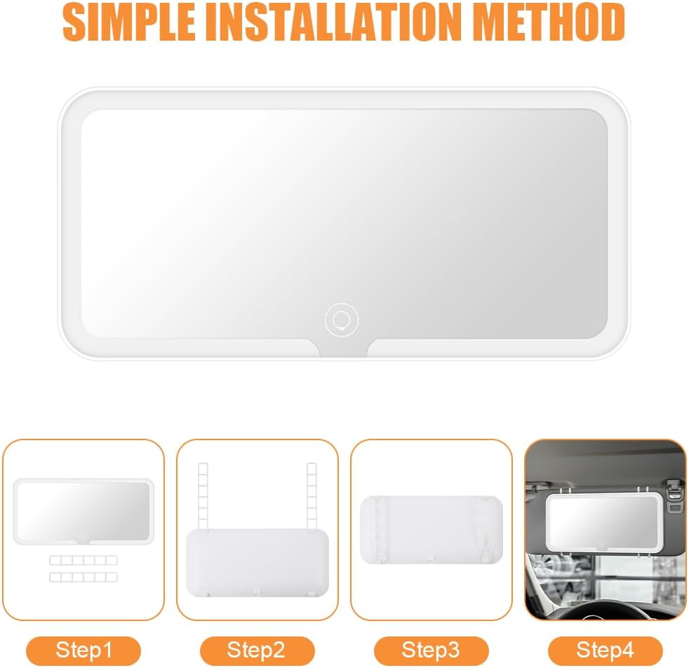 Thumbnail 3 de Adiwo Specchio cosmetico a LED ricaricabile per auto con touch screen e 3 modalità luce