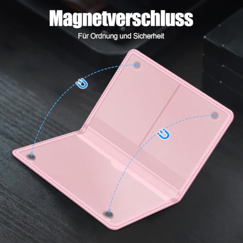 Detalle de FINTIE KFZ Fahrzeugschein Hülle und Versicherungshalter, Rosa Schleife – praktische Karten- und Dokumentenmappe