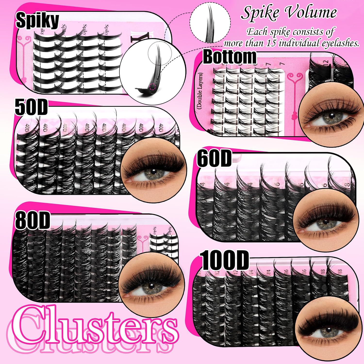 Thumbnail 2 de YIDUO Lash Clusters Kit with Spikes and Bottom Lashes Extensions