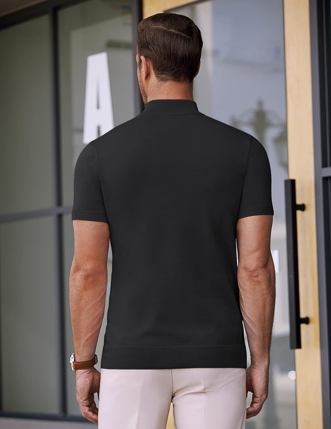 Thumbnail 3 de COOFANDY Maglietta da Uomo con Colletto Alto – Slim Fit a Maniche Corte