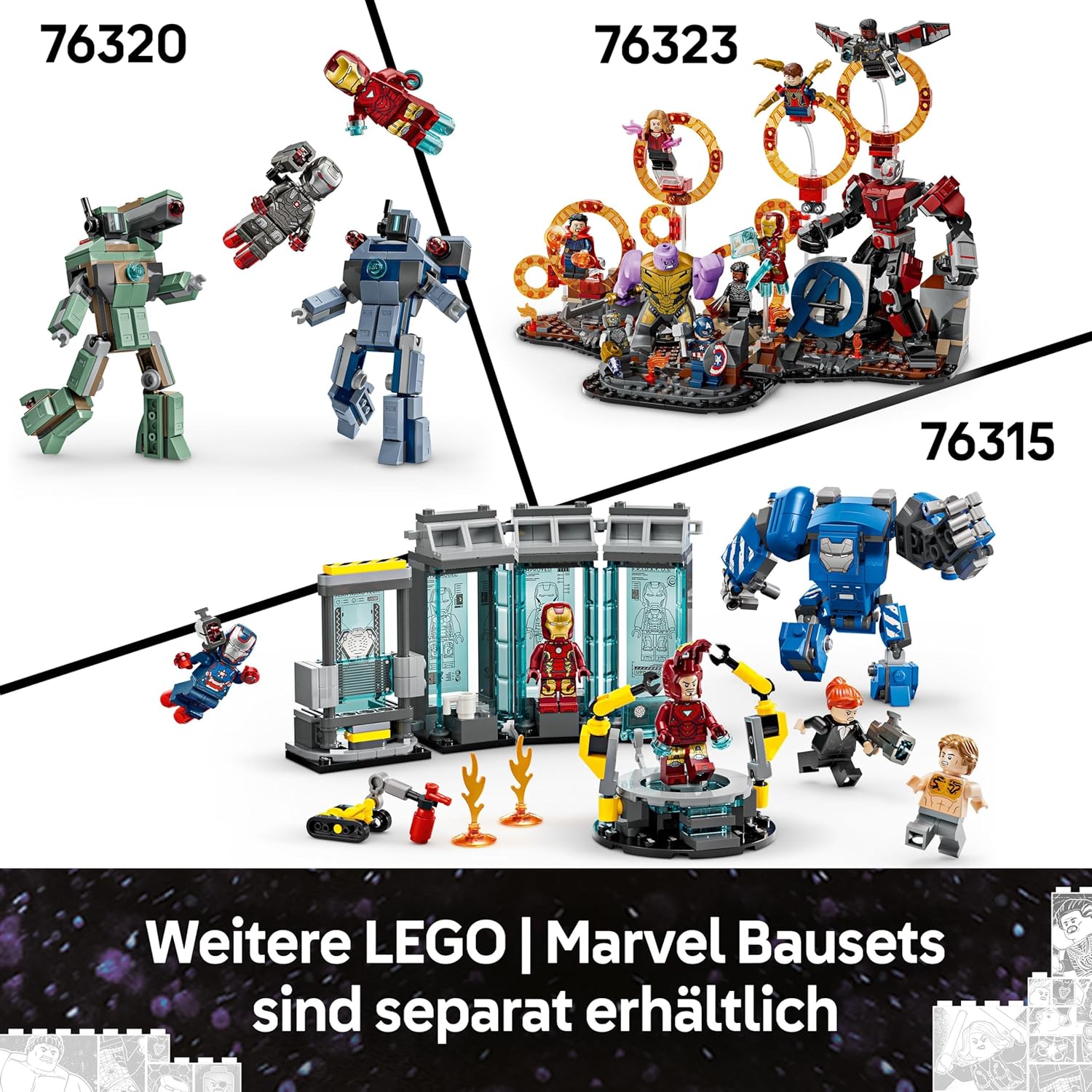 Thumbnail 6 de LEGO Marvel Avengers: Endgame Thor vs. Chitauri Bauset – 7 Minifiguren, Iron Patriot Mech, ab 8 Jahren (76322)