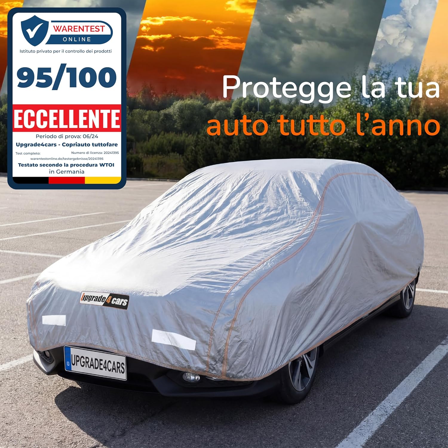 Detalle 2 de Upgrade4cars Telo Copriauto Esterno XL 510x190x120 cm – Impermeabile, Versione 2026