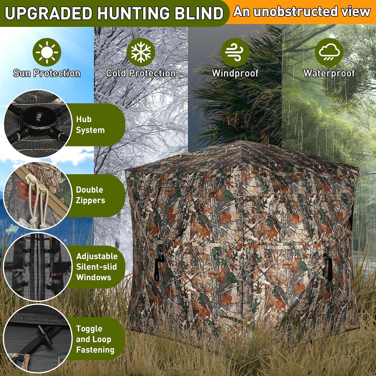 Detalle de TLC Sport 1 360° See-Through Hunting Blind, Pop-Up Hub, Sliding Windows