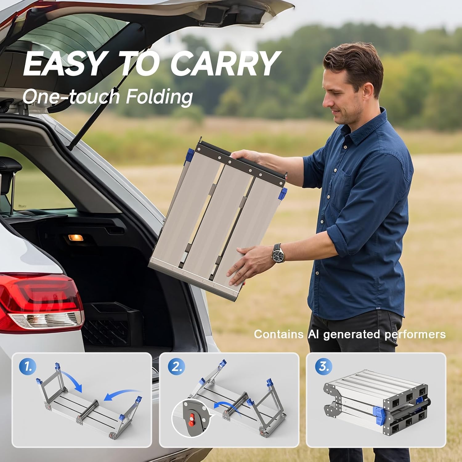 Detalle de Loyoda LSS003 Folding Aluminum Work Platform, Adjustable Height