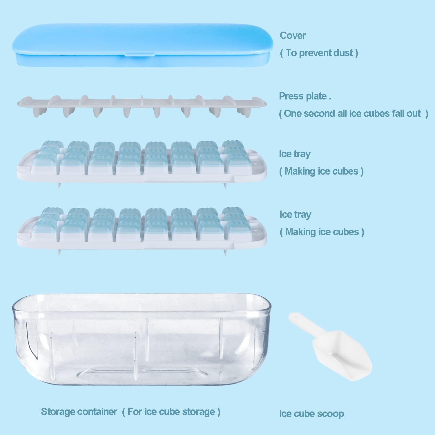 Thumbnail 5 de Ice cube tray with lid (48-cube set), press-release silicone moulds with storage container