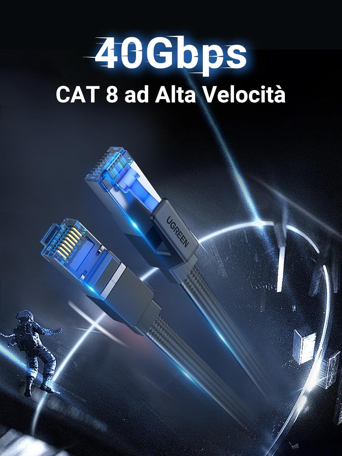 Detalle 2 de UGREEN Cat 8 Cavo Ethernet RJ45 40 Gbps 5 m