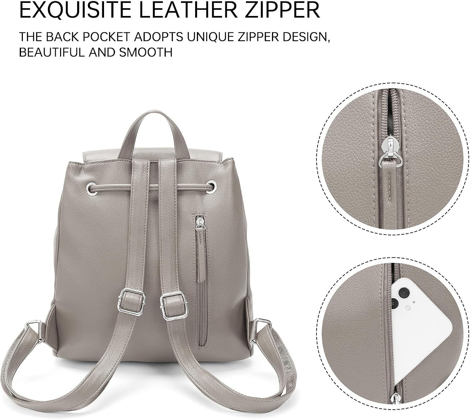 Detalle 1 de Goinsound Drawstring Backpack Purse in Vegan Leather