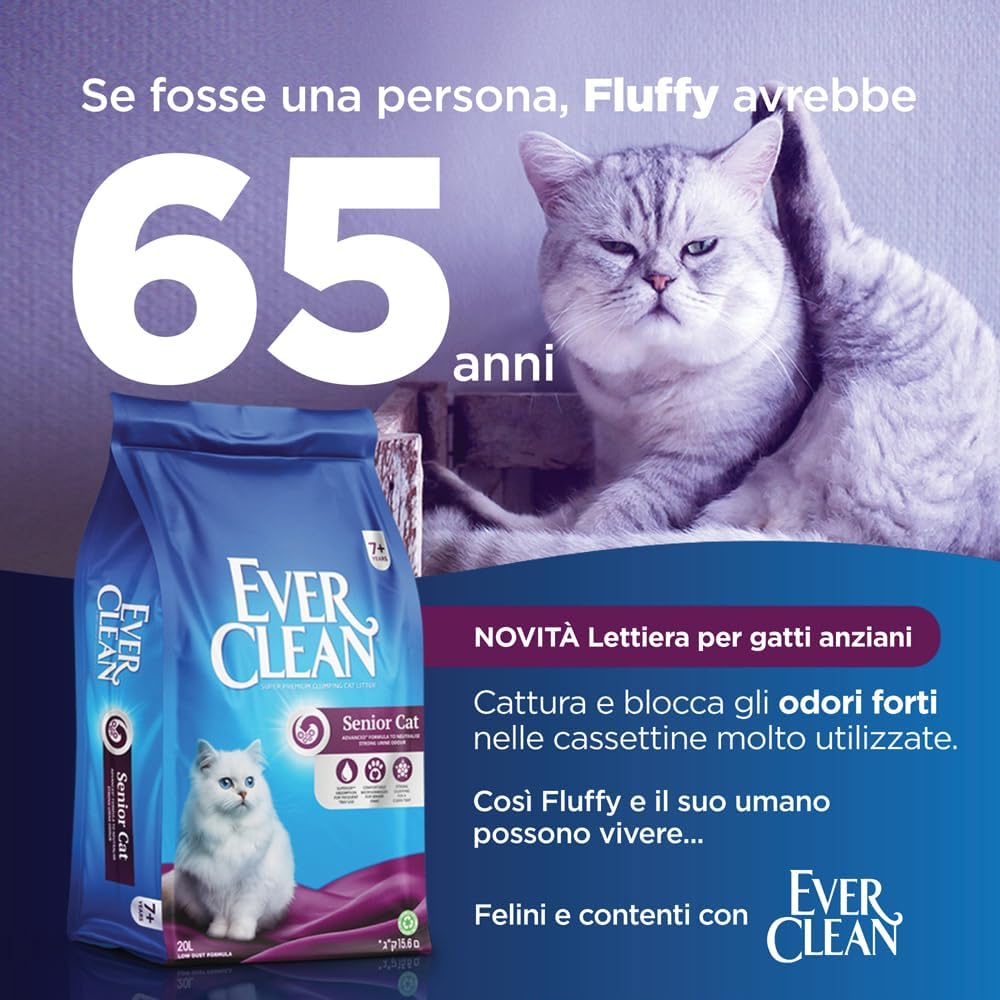 Detalle de Lettiera Ever Clean Senior Cat — lettiera agglomerante per gatti anziani, 20 L