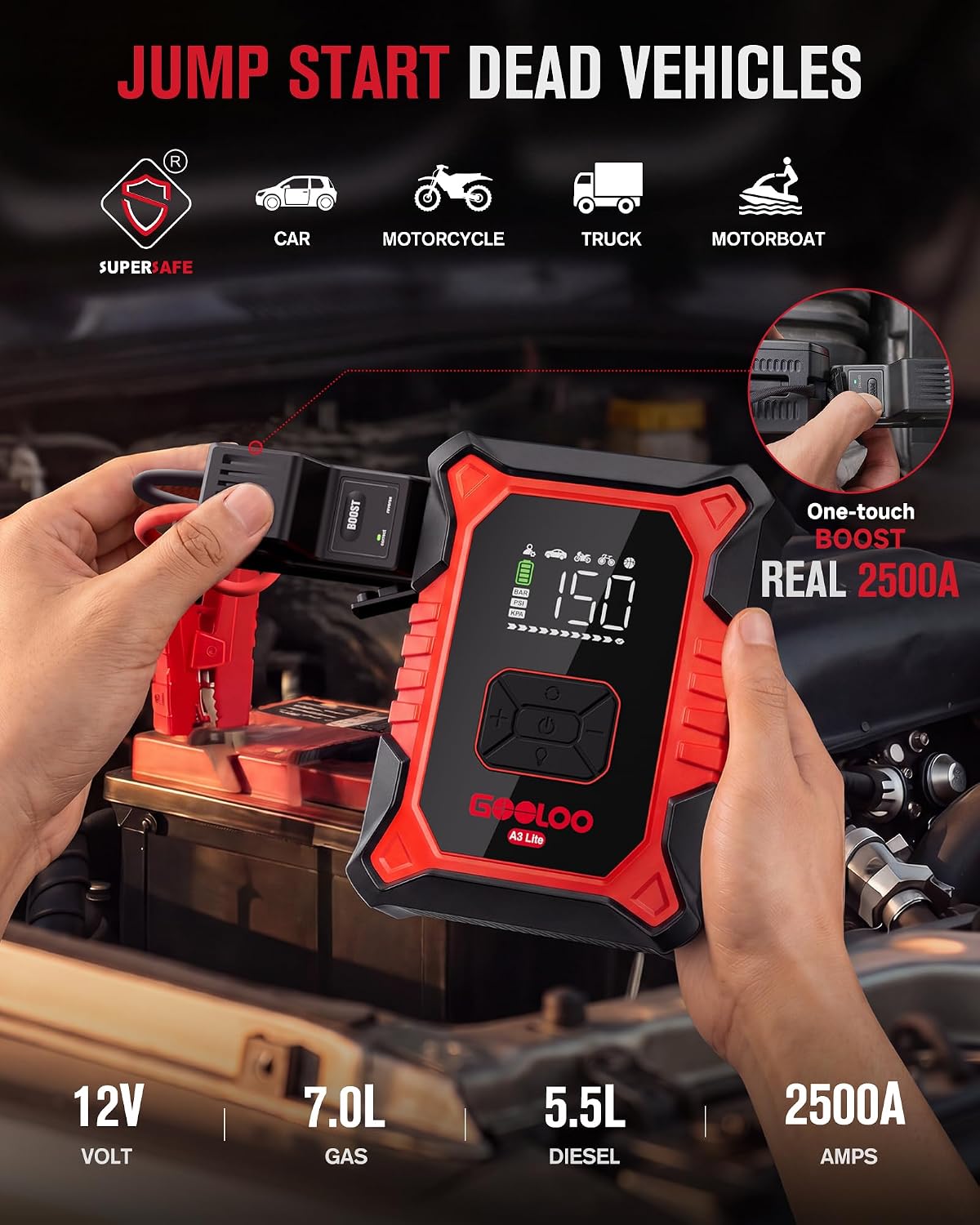 Detalle de GOOLOO Portable Jump Starter A3 Lite
