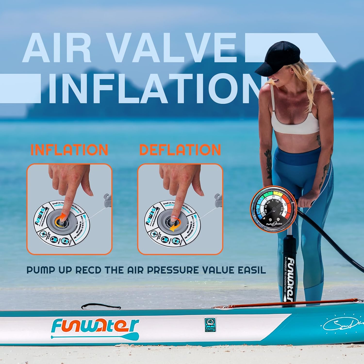 Detalle de FunWater Inflatable Stand Up Paddle Board with Premium Accessories — 11'6" / 11' / 10'6