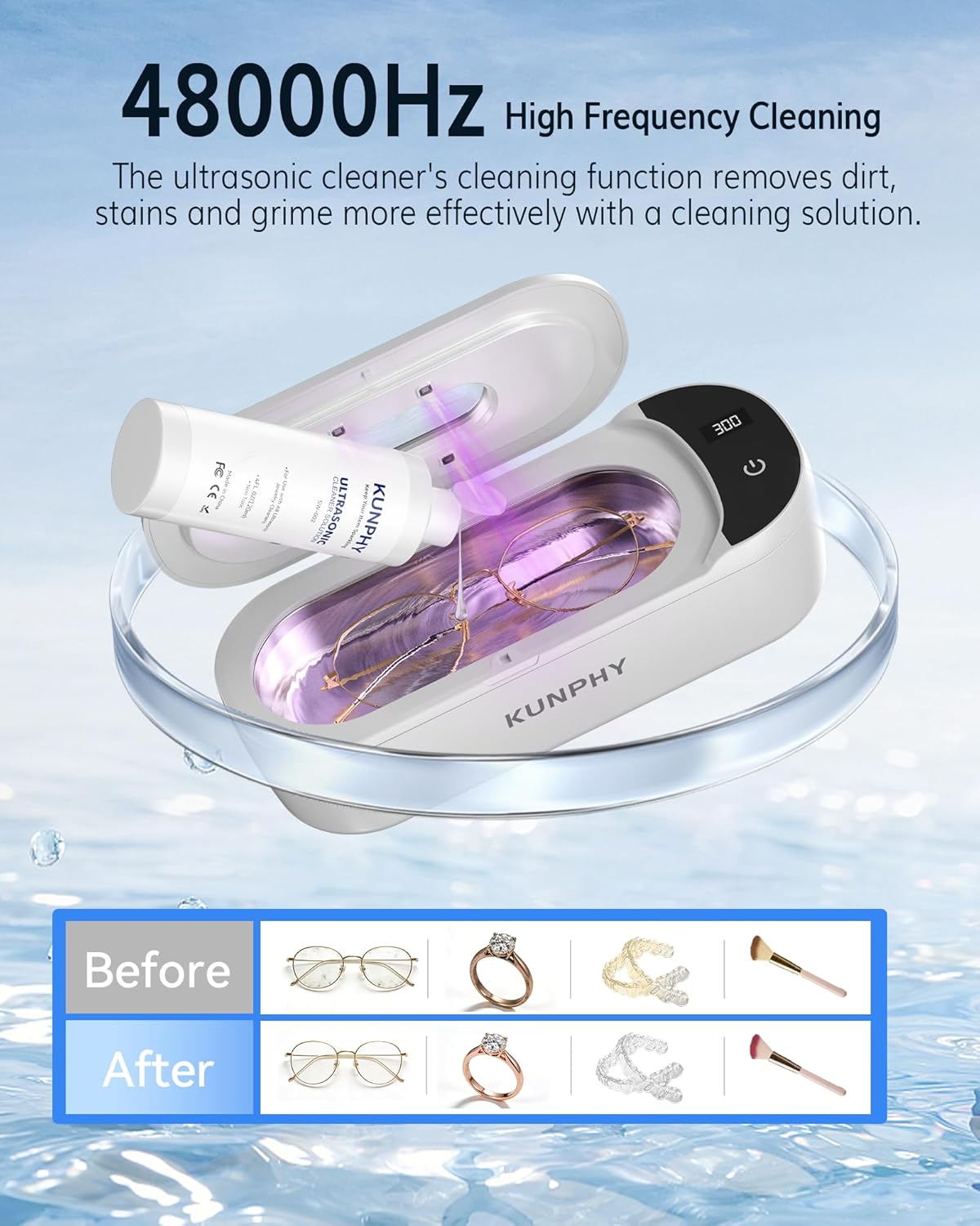 Detalle de KUNPHY Ultrasonic Jewellery Cleaner — 400ml Large Capacity with UV Light