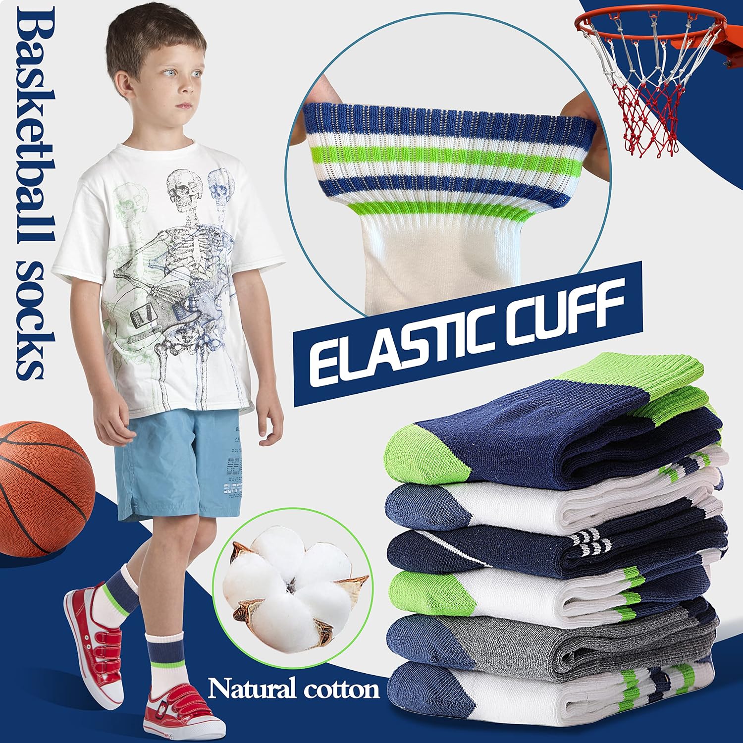 Thumbnail 1 de Welwoos Kids Socks 6 Pairs 85% Cotton