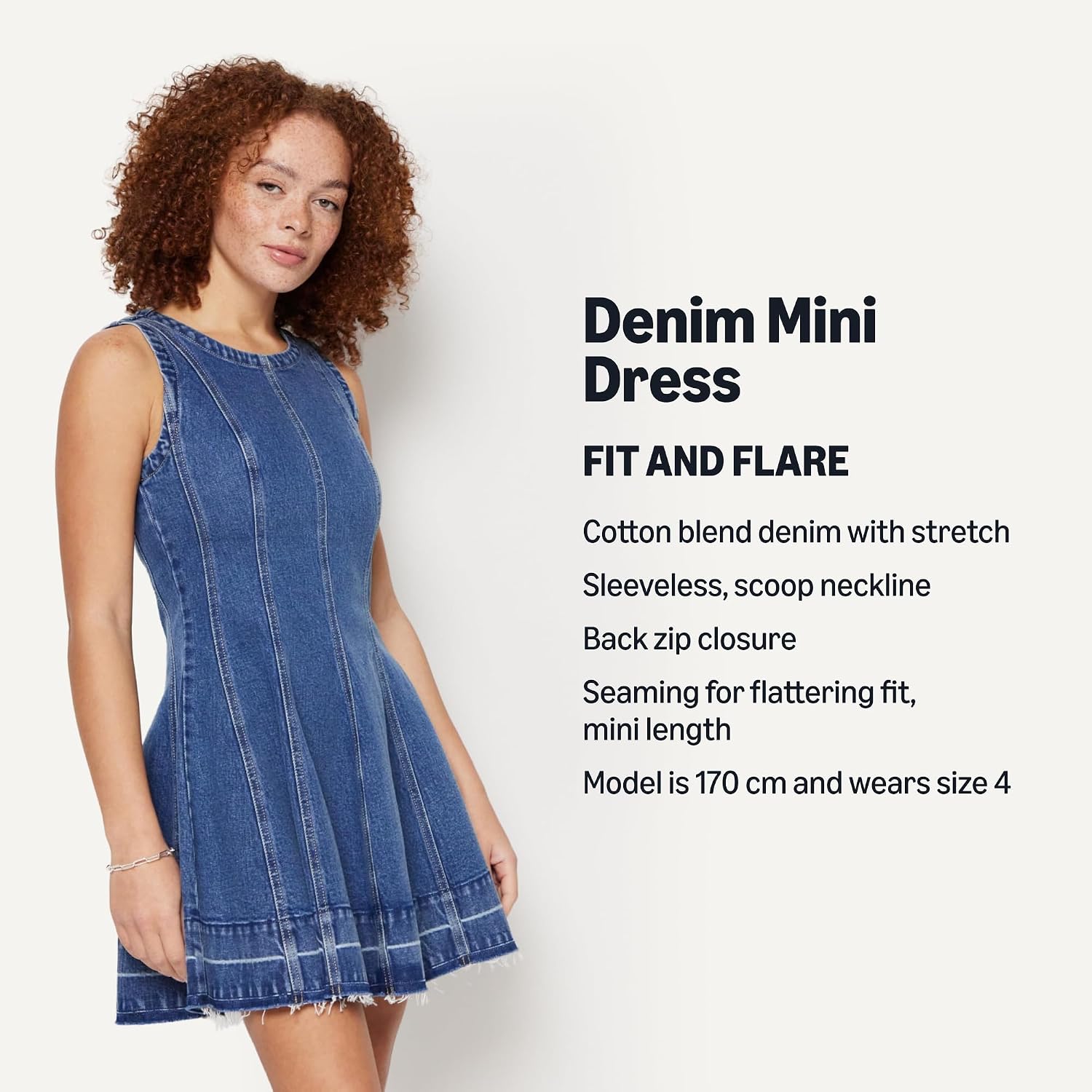 Detalle de Amazon Essentials Women's Fit & Flare Denim Mini Dress
