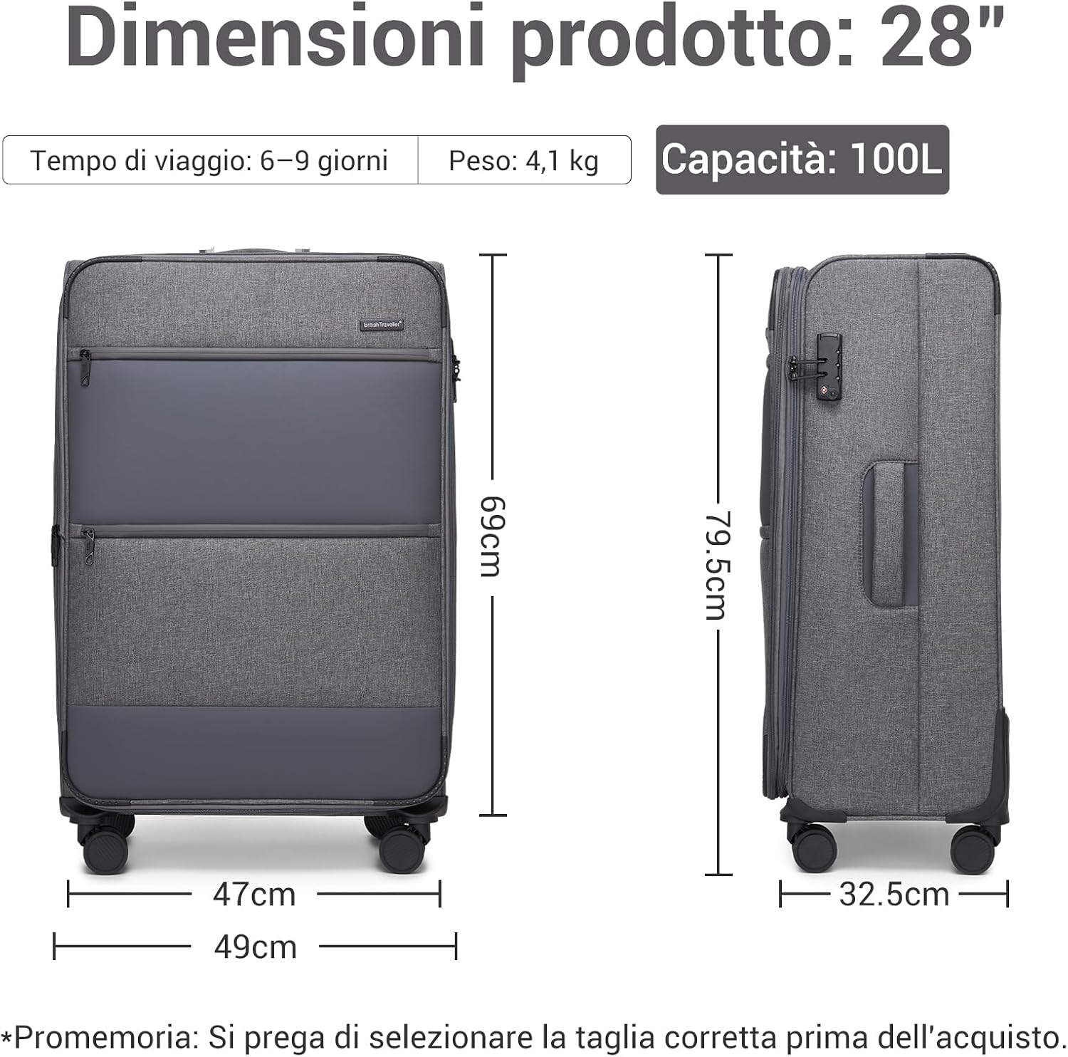 Detalle 2 de British Traveller Valigia 28 pollici Rigida