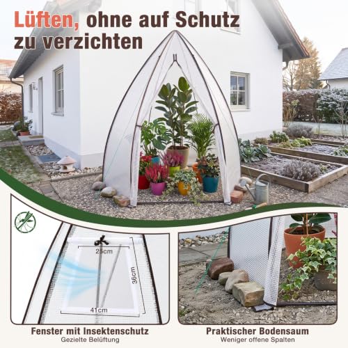 Detalle 2 de Sekey Winterschutz Gewächshaus 180×160×160 cm – robustes Foliengewächshaus für Garten und Balkon