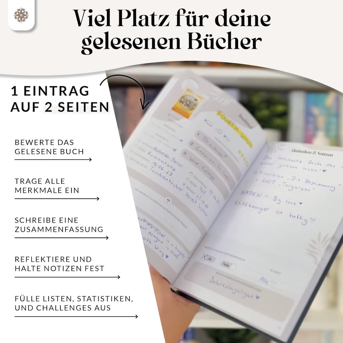 Detalle 1 de Lebenskompass Buchclub SAPHIR Lesetagebuch