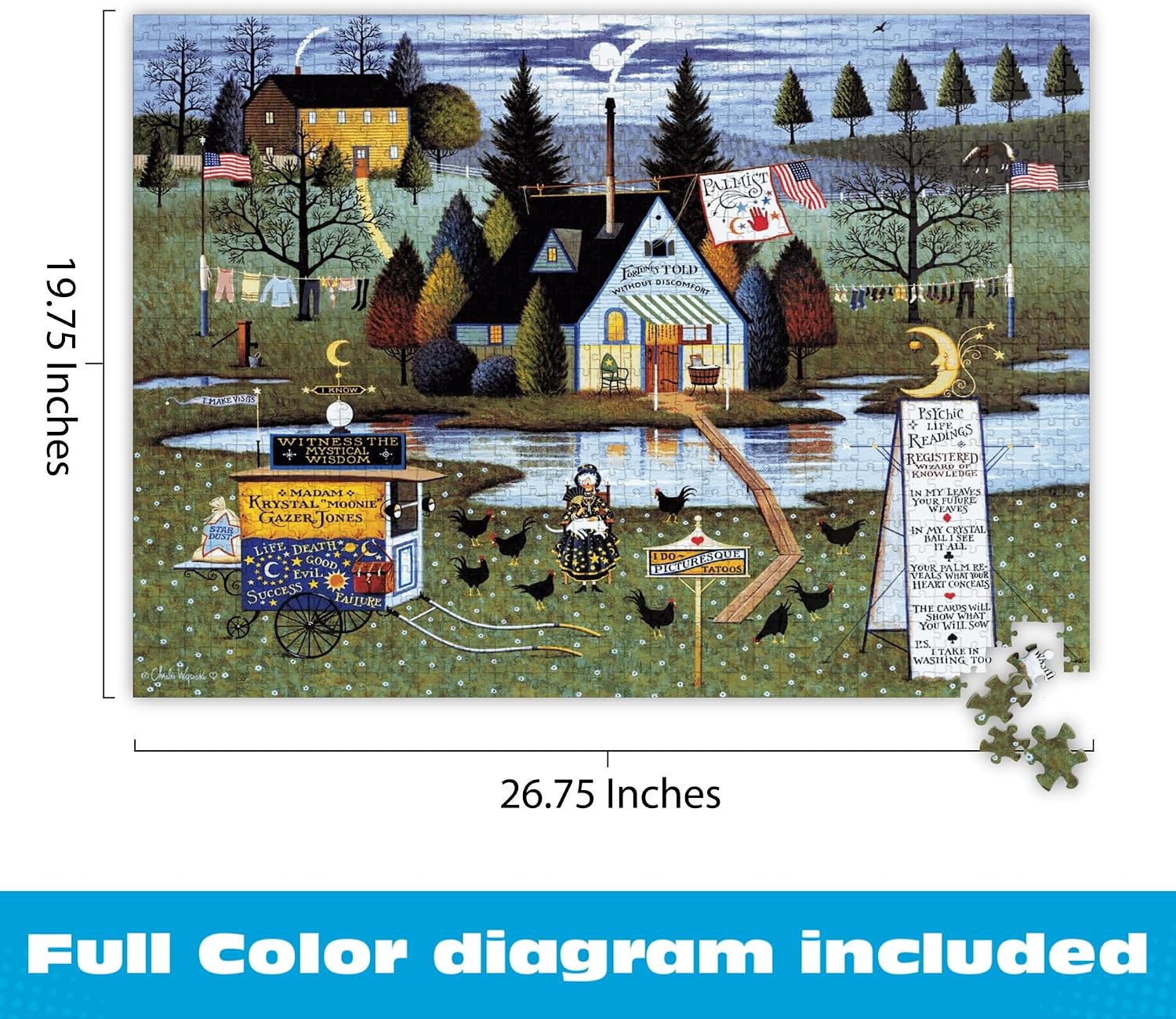 Thumbnail 2 de Buffalo Games Charles Wysocki Know It All 1000-Piece Jigsaw Puzzle (Americana Folk Art) with Poster