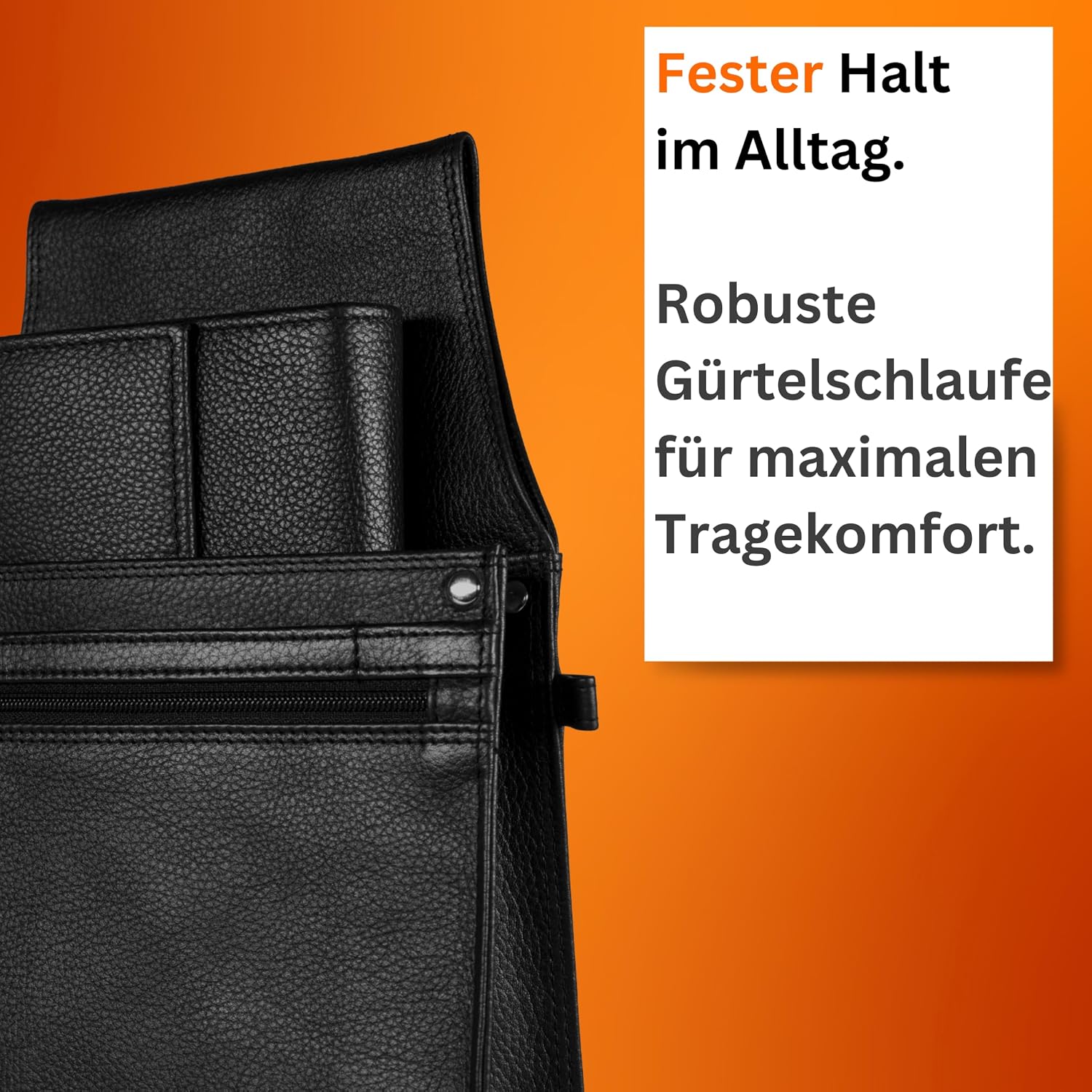 Detalle 2 de Kellnerset aus Echtleder – Kellner Geldbörse mit 6 Scheinfächern & Premium Kellnertasche