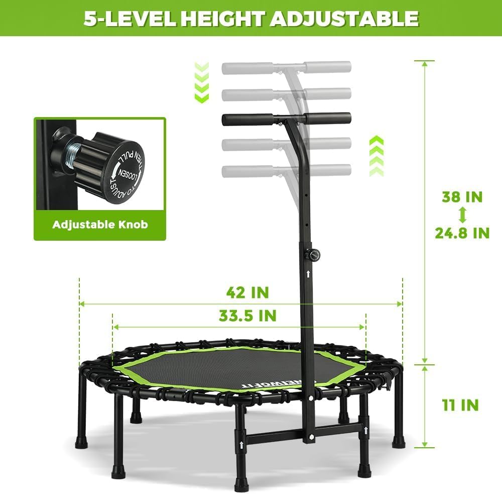 Thumbnail 2 de ONETWOFIT Trampolín plegable adultos 101/107/114cm con mango 🤸