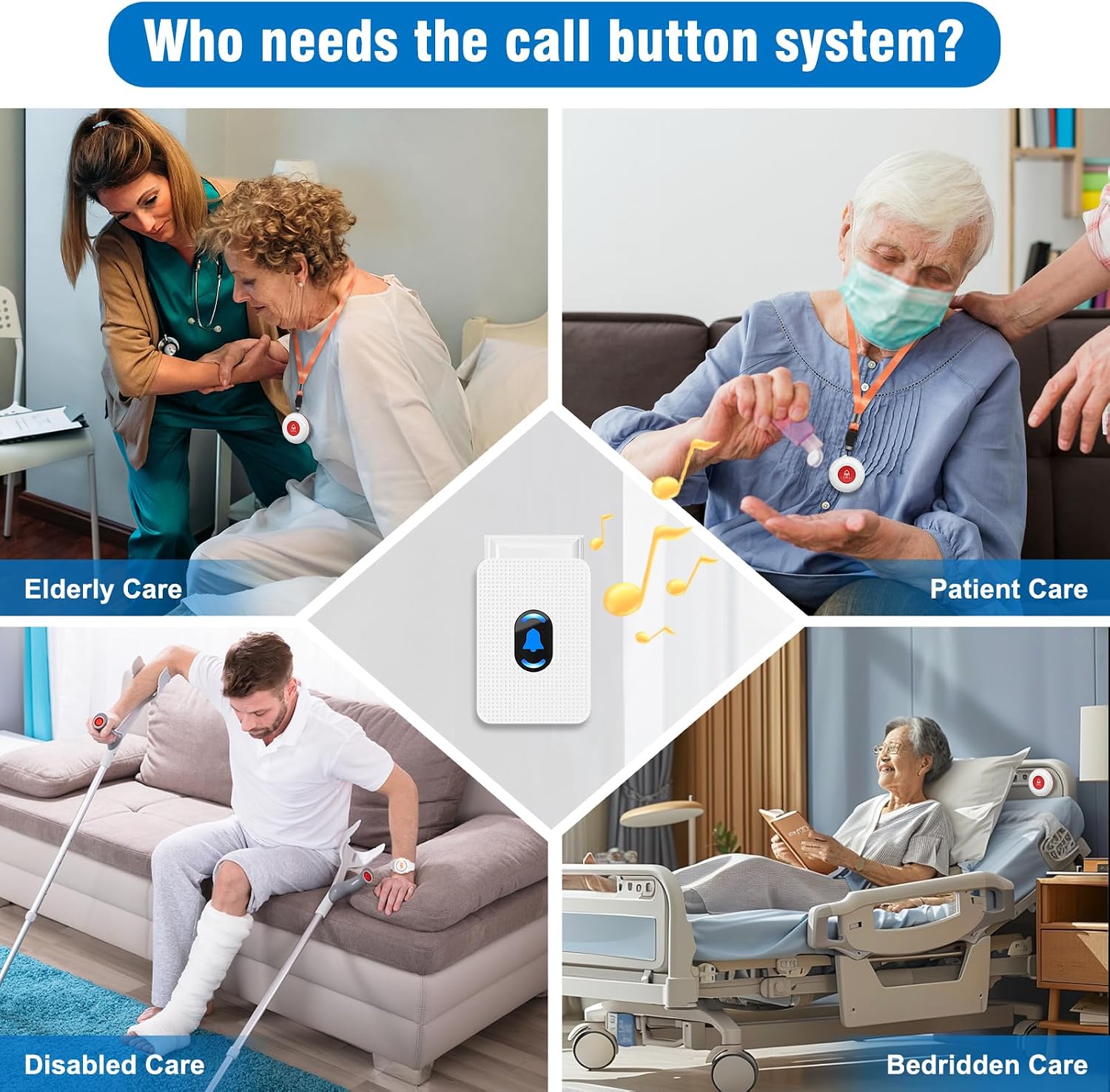 Thumbnail 6 de Daytech Caregiver Pager Call Button with Wrist Button, 110 dB Receiver and 70 m Range