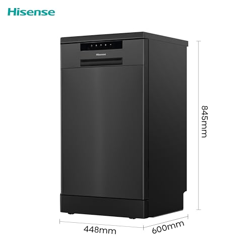 Detalle de Hisense HS523E15BUK Slimline 10-Place Free Standing Dishwasher in Black with 30 Minutes Quick Wash